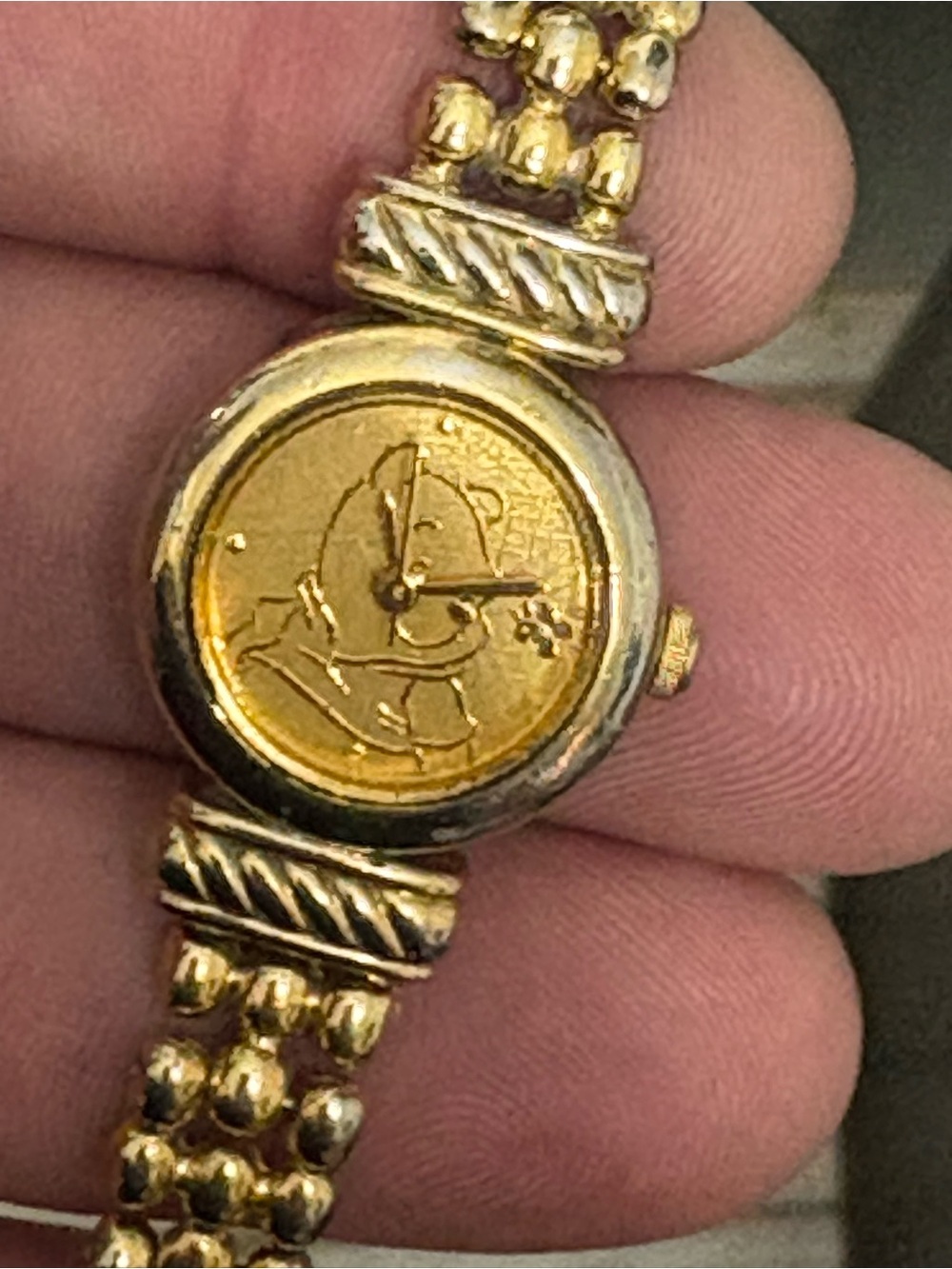 Disney Gold-Tone Women’s Bracelet Watch with Character Dial